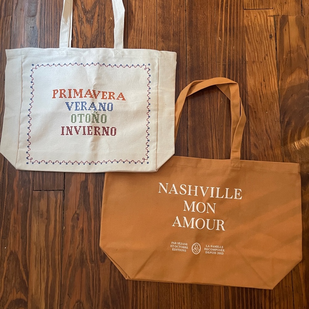 Sezane Cream and Tan Totes